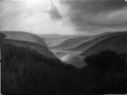 Wald, Berge, Wolken, Öl/Karton, 48 x 36 cm, 2008